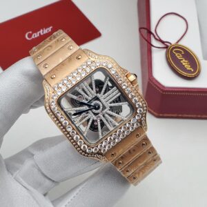 Luxurious Iced Bronze Cartier watch